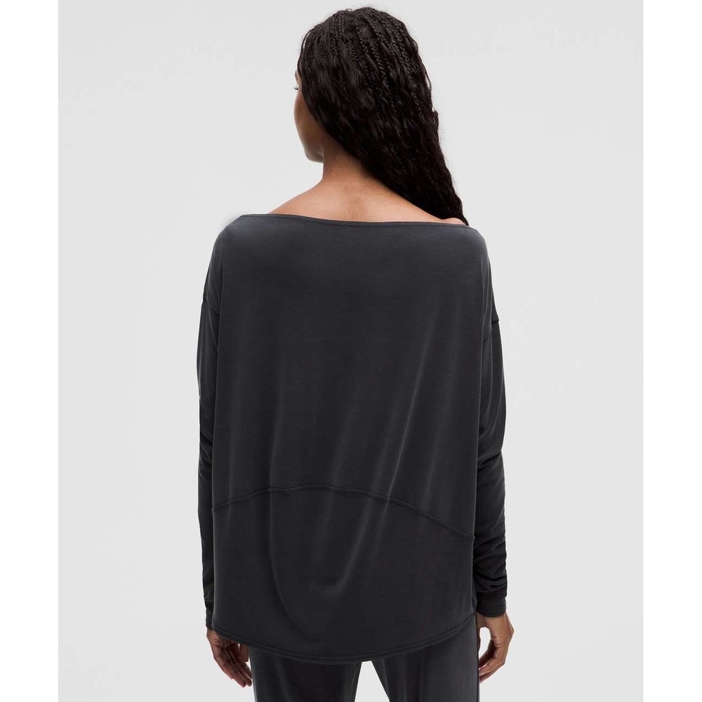 Lululemon Drapey Softstreme Off-The-Shoulder Long-Sleeve Shirt Black Size XL